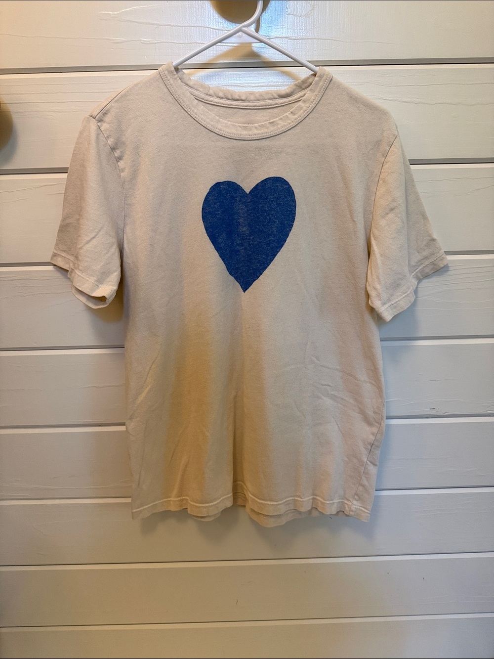 imogene + willie Cream Short Sleeve Tee with Blue Heart